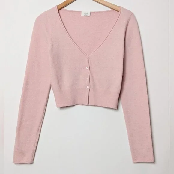 WILFRED Santorini Cardigan Sweater Cashmere Wool Dawn Pink M Medium Aritzia - Picture 9 of 16